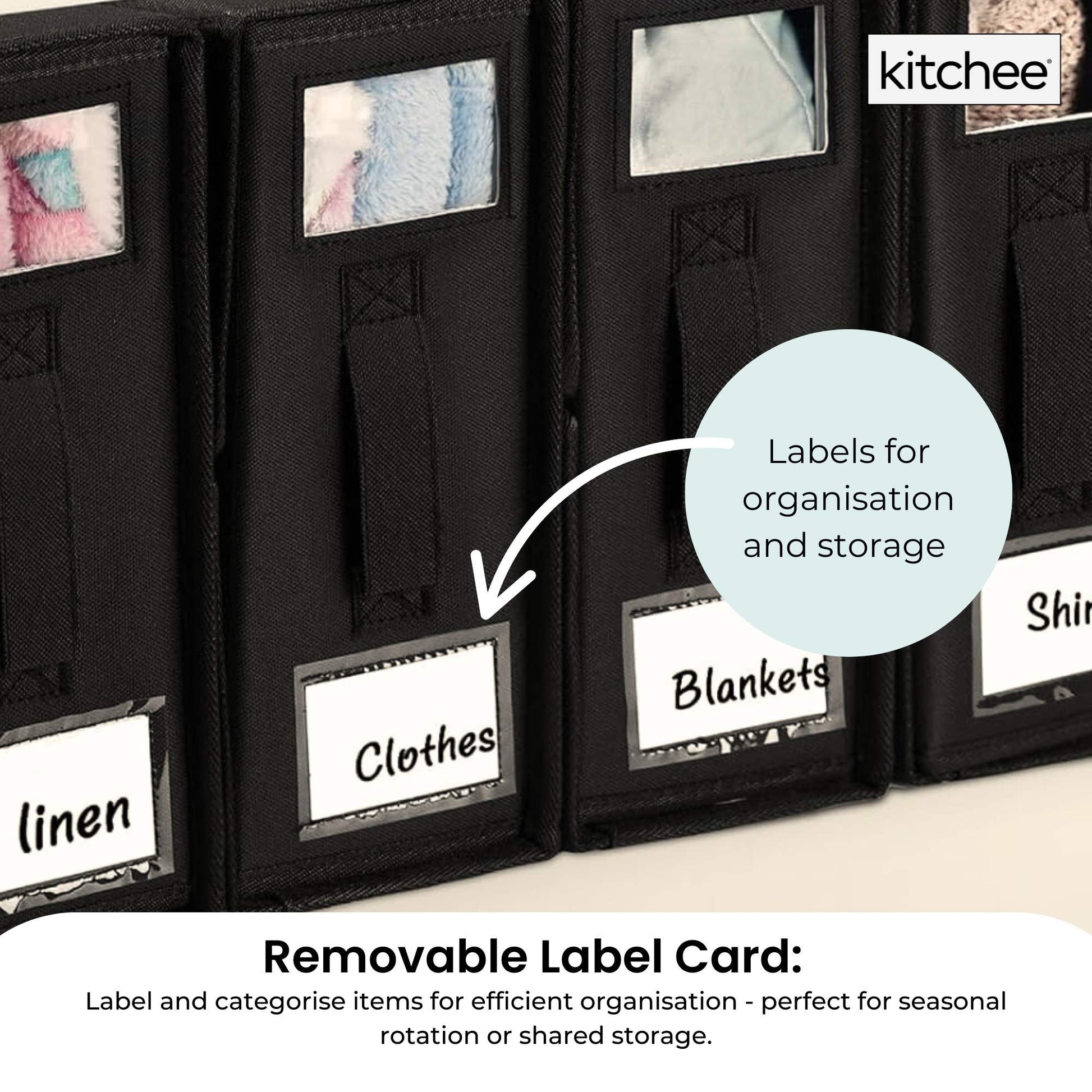 4x Kitchee Foldable Bed Sheet Storage Box - Linen and Closet Organiser Black - Image 5