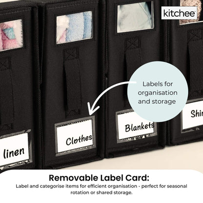 4x Kitchee Foldable Bed Sheet Storage Box - Linen and Closet Organiser Black - Image 5