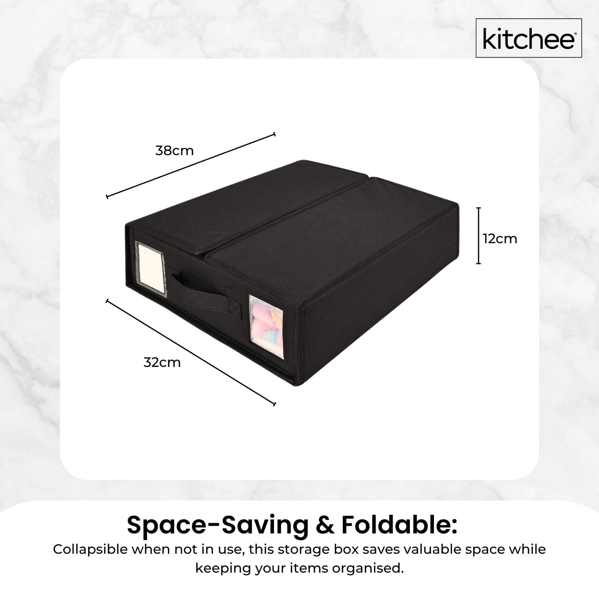 4x Kitchee Foldable Bed Sheet Storage Box - Linen and Closet Organiser Black - Image 6