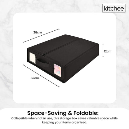 4x Kitchee Foldable Bed Sheet Storage Box - Linen and Closet Organiser Black - Image 6