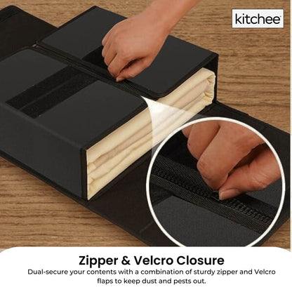 10x Kitchee Foldable Bed Sheet Storage Box - Linen and Closet Organiser Black - Image 3