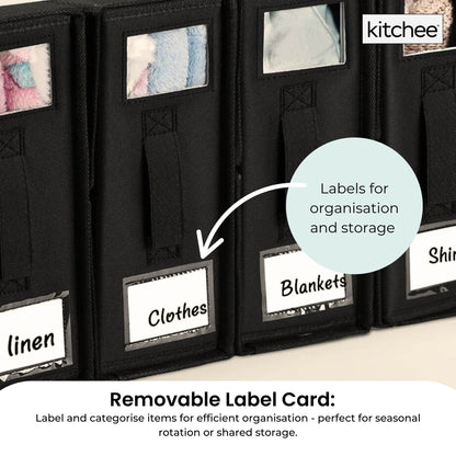 10x Kitchee Foldable Bed Sheet Storage Box - Linen and Closet Organiser Black - Image 5