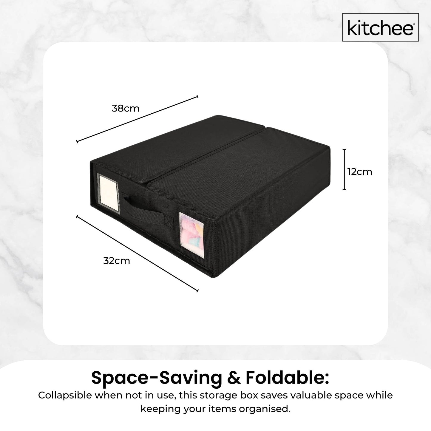 10x Kitchee Foldable Bed Sheet Storage Box - Linen and Closet Organiser Black - Image 6