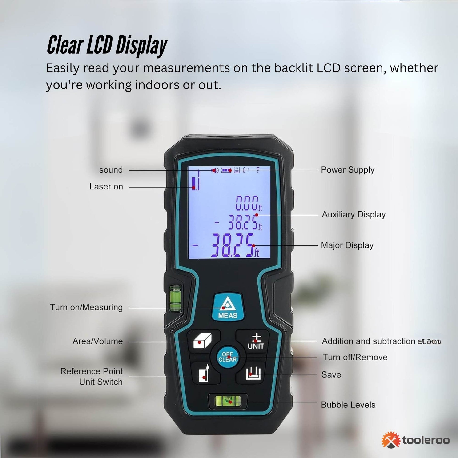 Tooleroo 70m Digital Laser Distance Measurer - LCD Area Volume Meter Tool - Image 6
