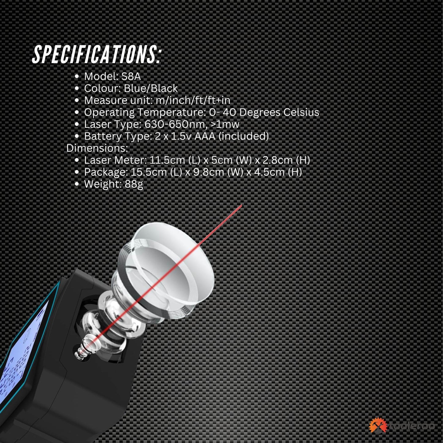 Tooleroo 70m Digital Laser Distance Measurer - LCD Area Volume Meter Tool - Image 7