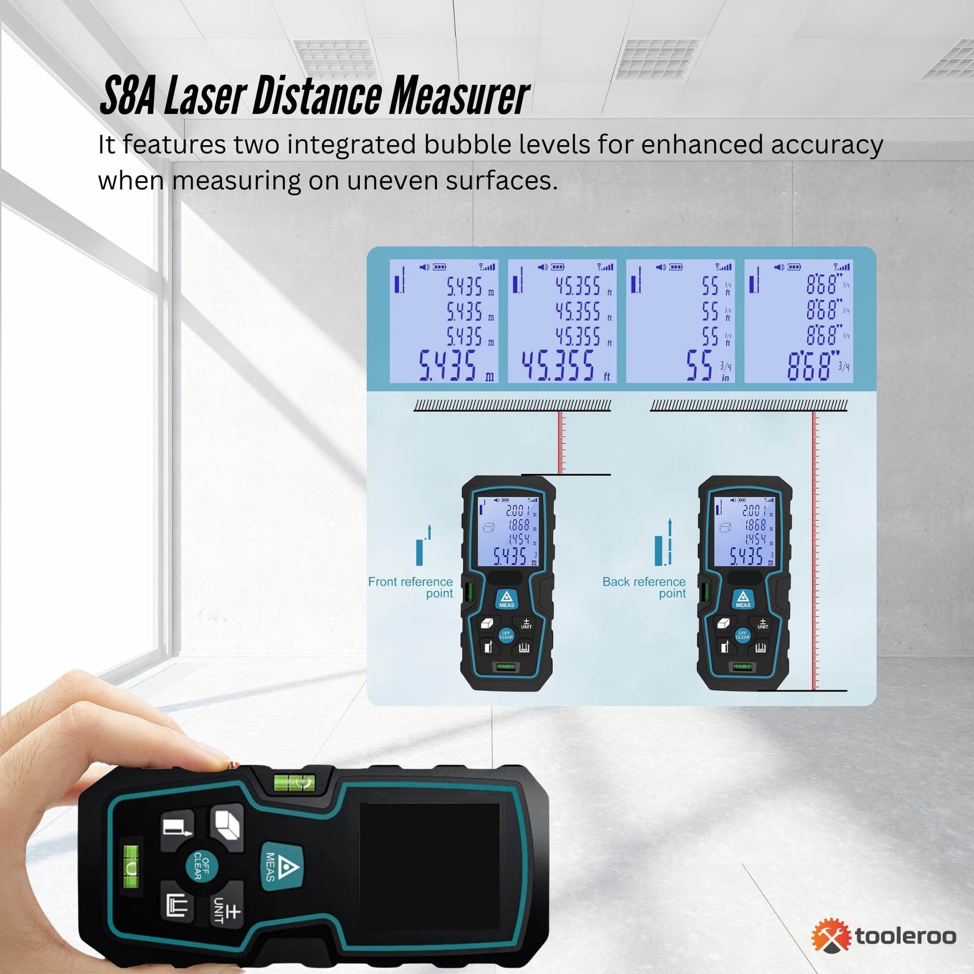 Tooleroo 70m Digital Laser Distance Measurer - LCD Area Volume Meter Tool - Image 9