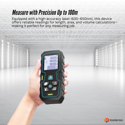 Tooleroo 100m Digital Laser Distance Measurer - LCD Area Volume Meter Tool - Image 3