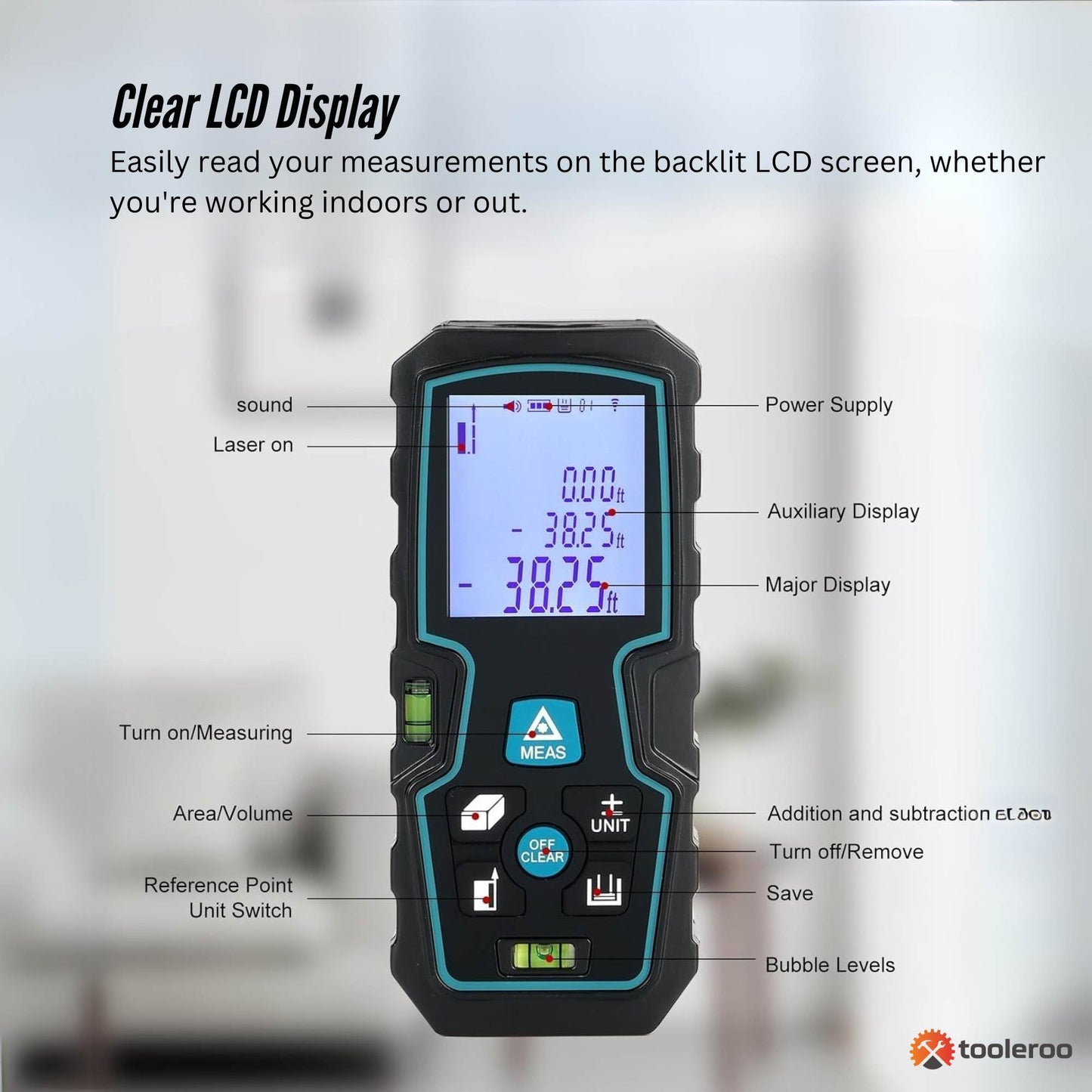 Tooleroo 100m Digital Laser Distance Measurer - LCD Area Volume Meter Tool - Image 6