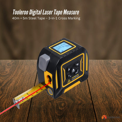 Tooleroo 40m Digital Laser Tape Measure + 5m Steel Tape – 3-in-1 Cross Marking - Image 3