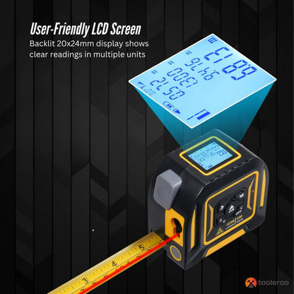 Tooleroo 40m Digital Laser Tape Measure + 5m Steel Tape – 3-in-1 Cross Marking - Image 7