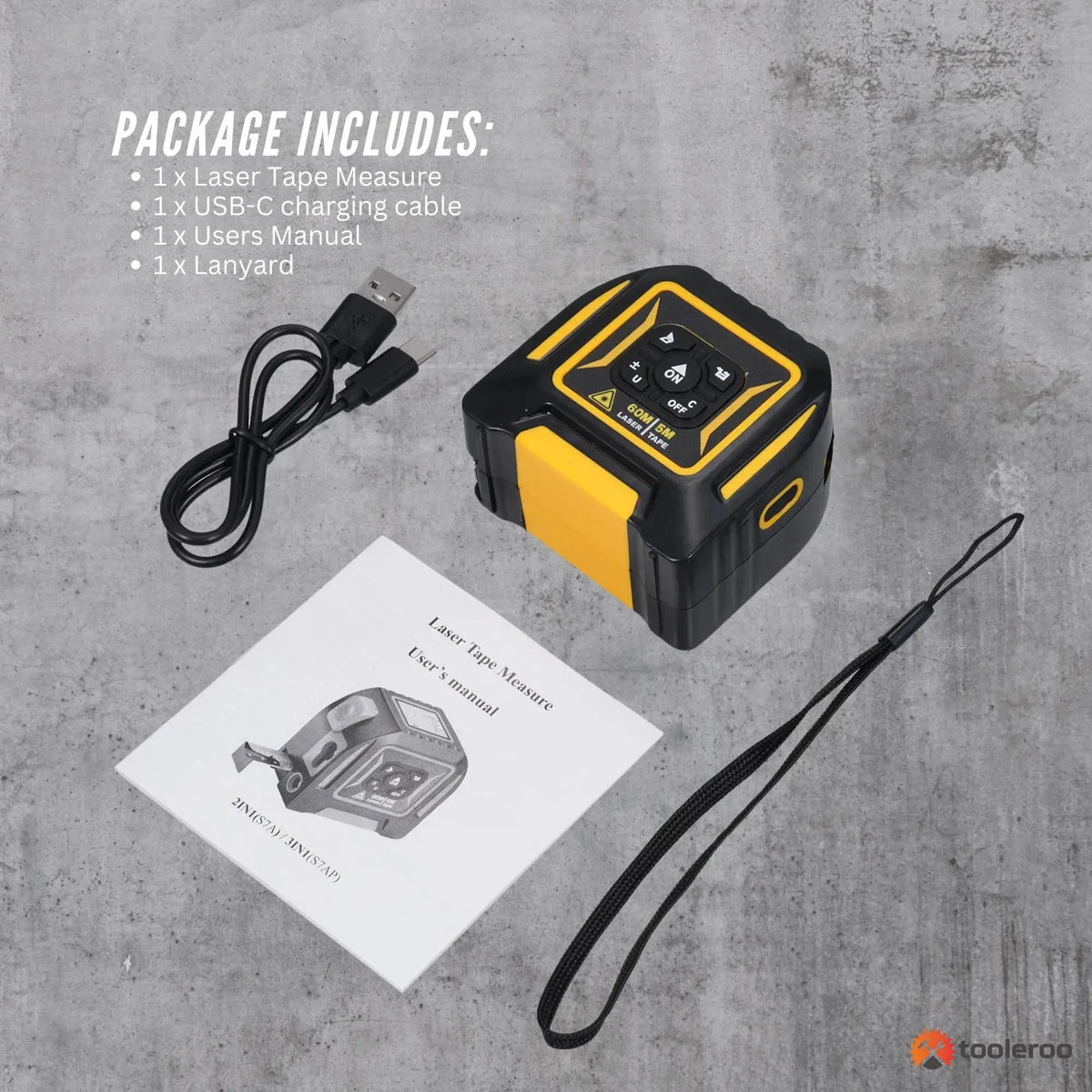 Tooleroo 60m Digital Laser Tape Measure 5m Steel Tape 3-in-1 Measuring Tool - Image 8