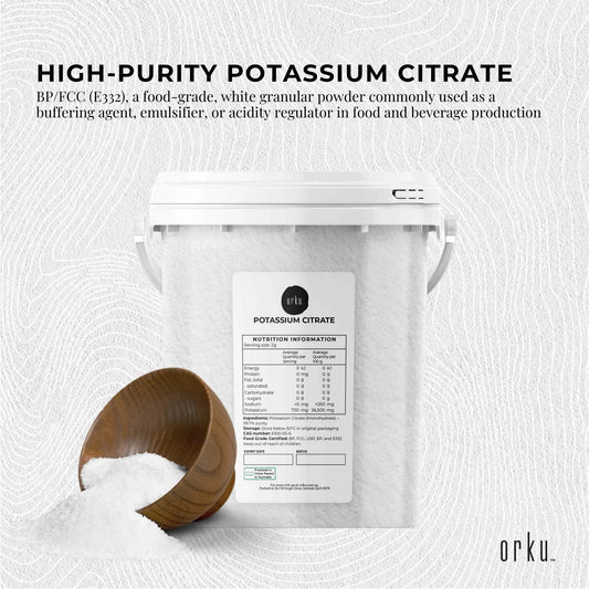 Orku 1.3Kg Potassium Citrate Food Grade Tub - Granular BP USP FCC E332 Additive - Image 3