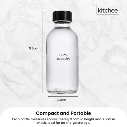 Kitchee 12x 60ml Small Glass Bottles + Lids Funnels Brush Labels Pen - Image 6