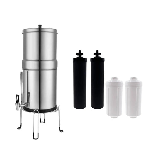 Orku 23L Gravity Benchtop Water Filter System with Gauge - Stainless Steel
