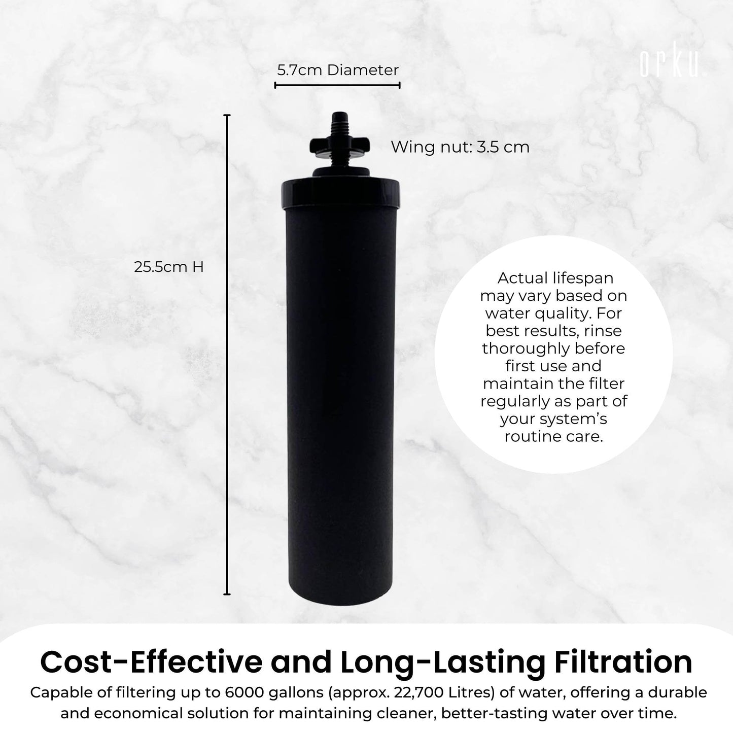 Orku Carbon Block Filter Cartridge - Replacement for Berkey BB9-2 Gravity Filter - Image 4