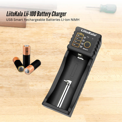 LiitoKala Lii-100 Smart Battery Charger - USB Output for 18650 AA AAA Li-ion NiMH - Image 2