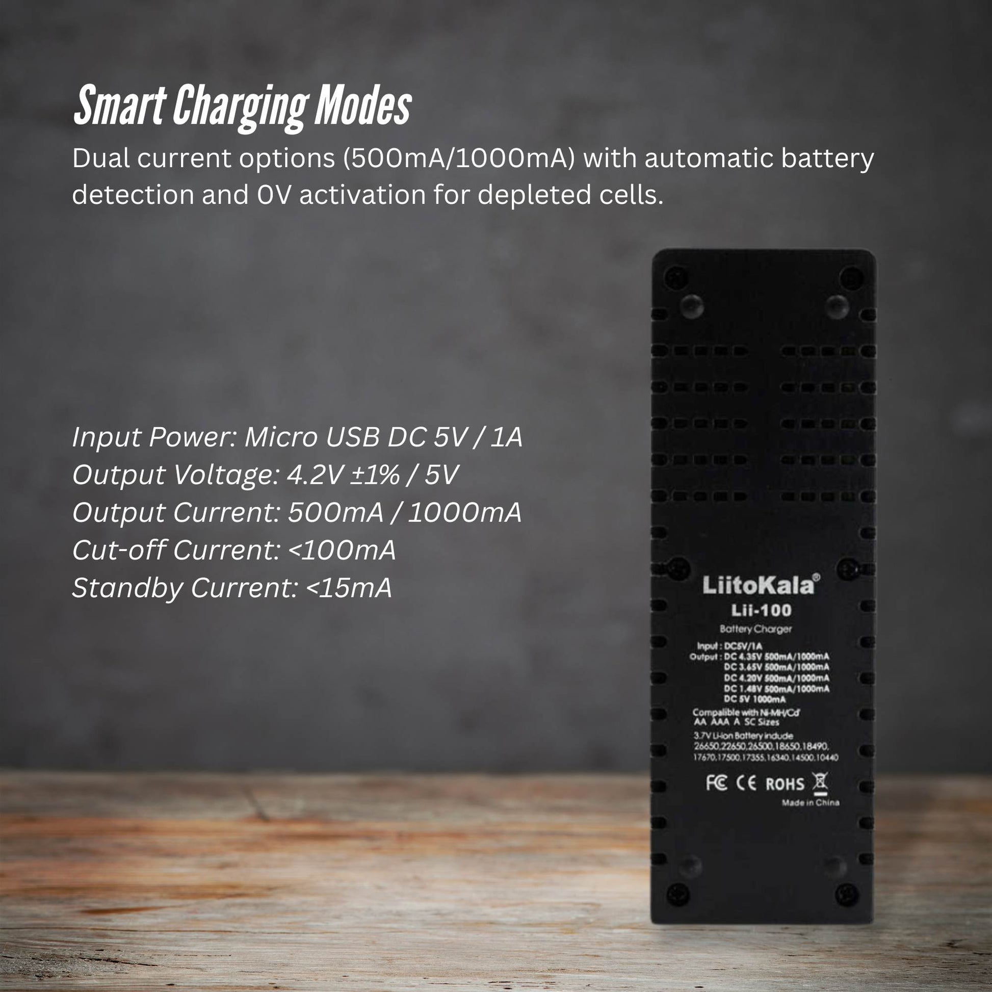 LiitoKala Lii-100 Smart Battery Charger - USB Output for 18650 AA AAA Li-ion NiMH - Image 7