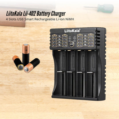 LiitoKala Lii-402 Smart Battery Charger - 4-Slot USB for 18650 AA AAA Li-ion NiMH - Image 2