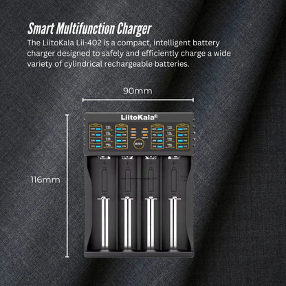 LiitoKala Lii-402 Smart Battery Charger - 4-Slot USB for 18650 AA AAA Li-ion NiMH - Image 3