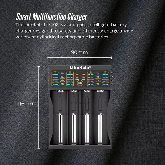 LiitoKala Lii-402 Smart Battery Charger - 4-Slot USB for 18650 AA AAA Li-ion NiMH - Image 3