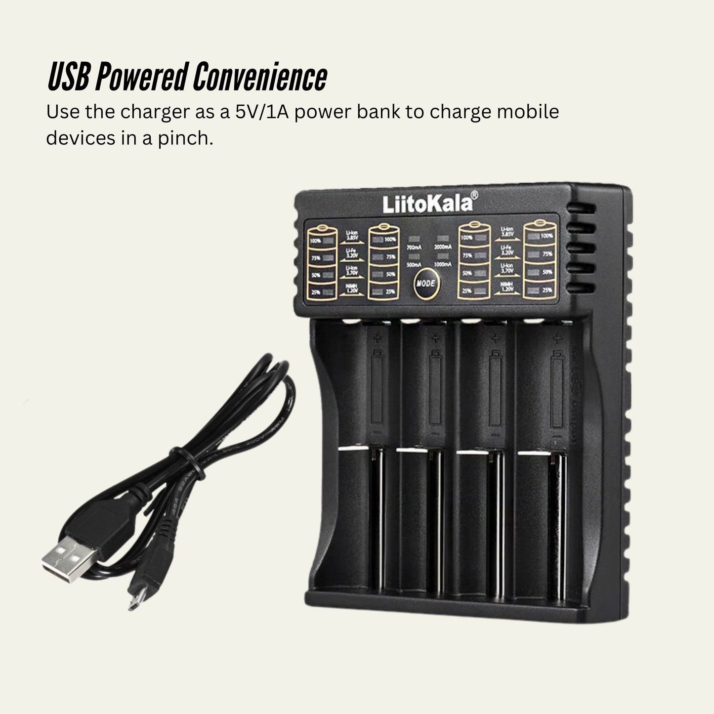 LiitoKala Lii-402 Smart Battery Charger - 4-Slot USB for 18650 AA AAA Li-ion NiMH - Image 5