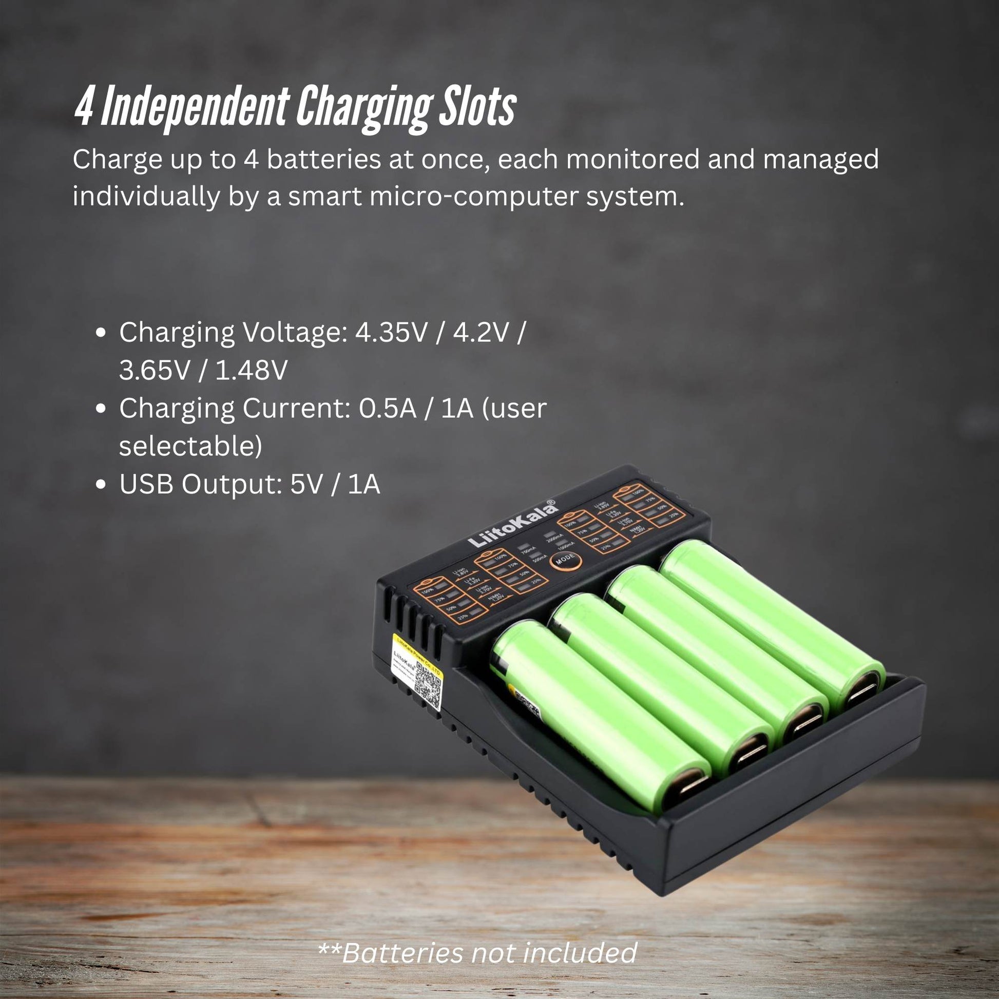 LiitoKala Lii-402 Smart Battery Charger - 4-Slot USB for 18650 AA AAA Li-ion NiMH - Image 7