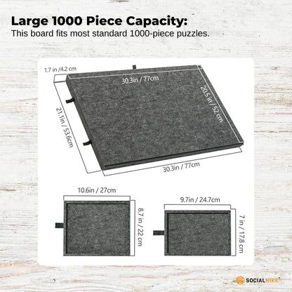 Social Hike Puzzle Board 1000 pcs - Felt Tilt Portable Cover Drawers Grey - Image 3