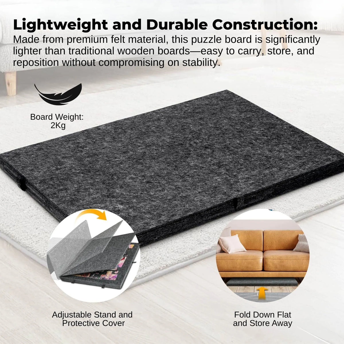 Social Hike Puzzle Board 1000 pcs - Felt Tilt Portable Cover Drawers Grey - Image 4