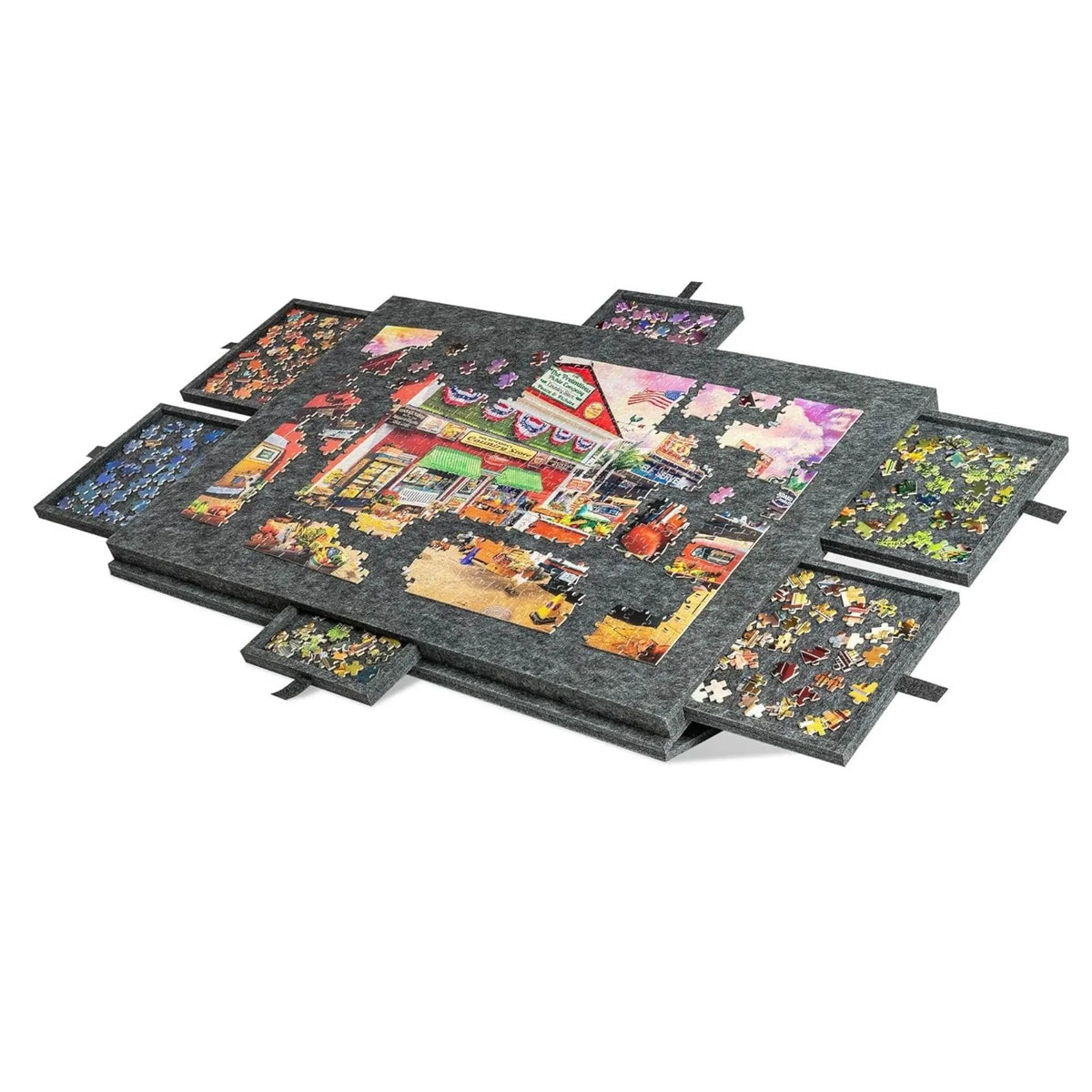 Social Hike Puzzle Board 1000 pcs - Felt Tilt Portable Cover Drawers Grey - Image 9
