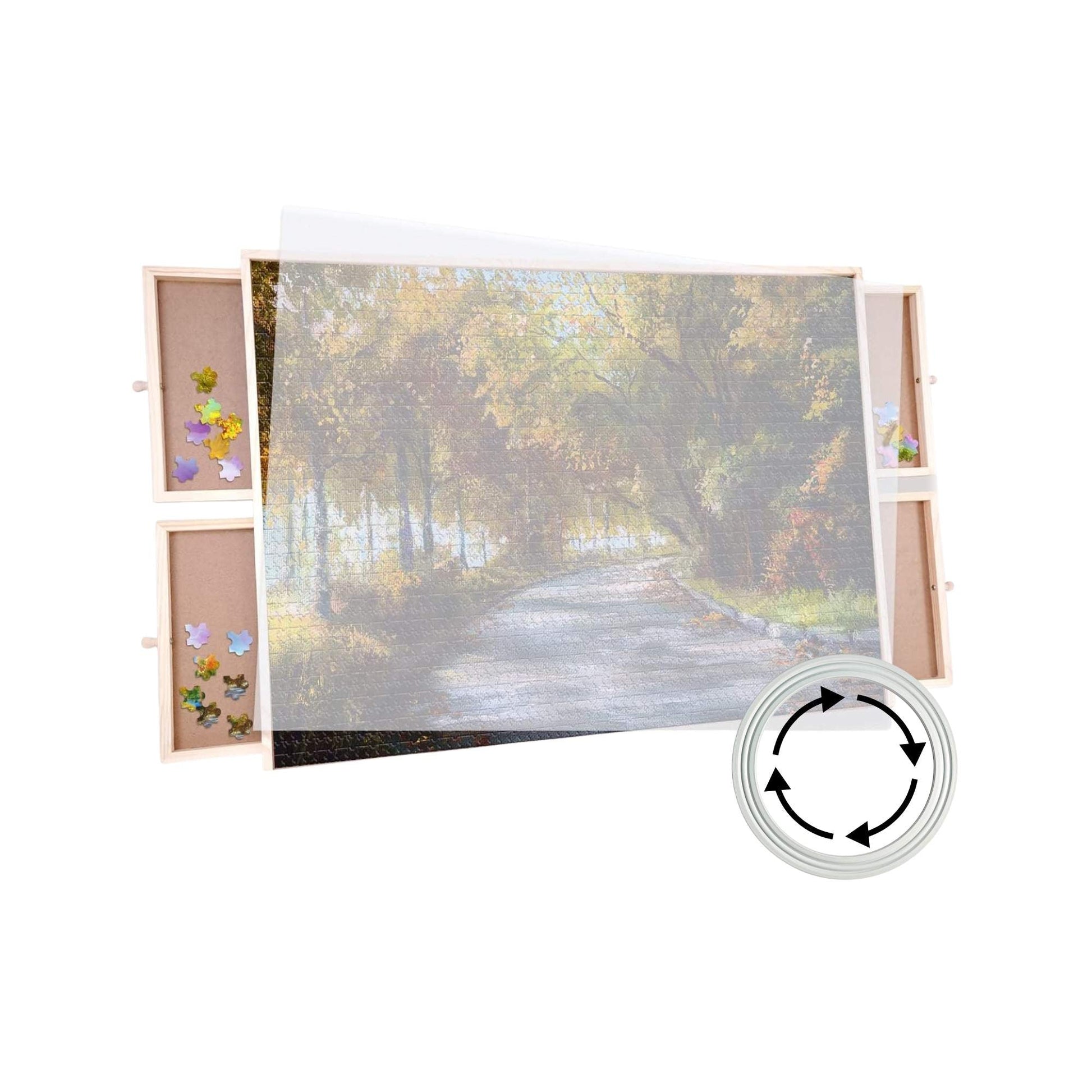 Social Hike Puzzle Board 1000 pcs  - Rotating Tabletop with 4 Drawers and Cover