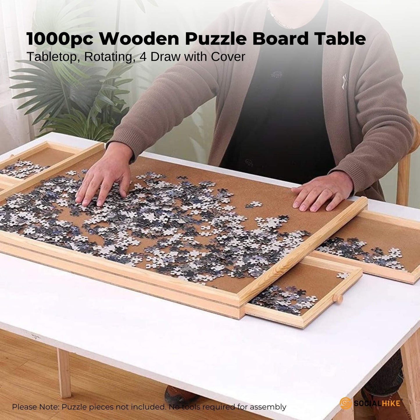 Social Hike Puzzle Board 1000 pcs  - Rotating Tabletop with 4 Drawers and Cover - Image 3