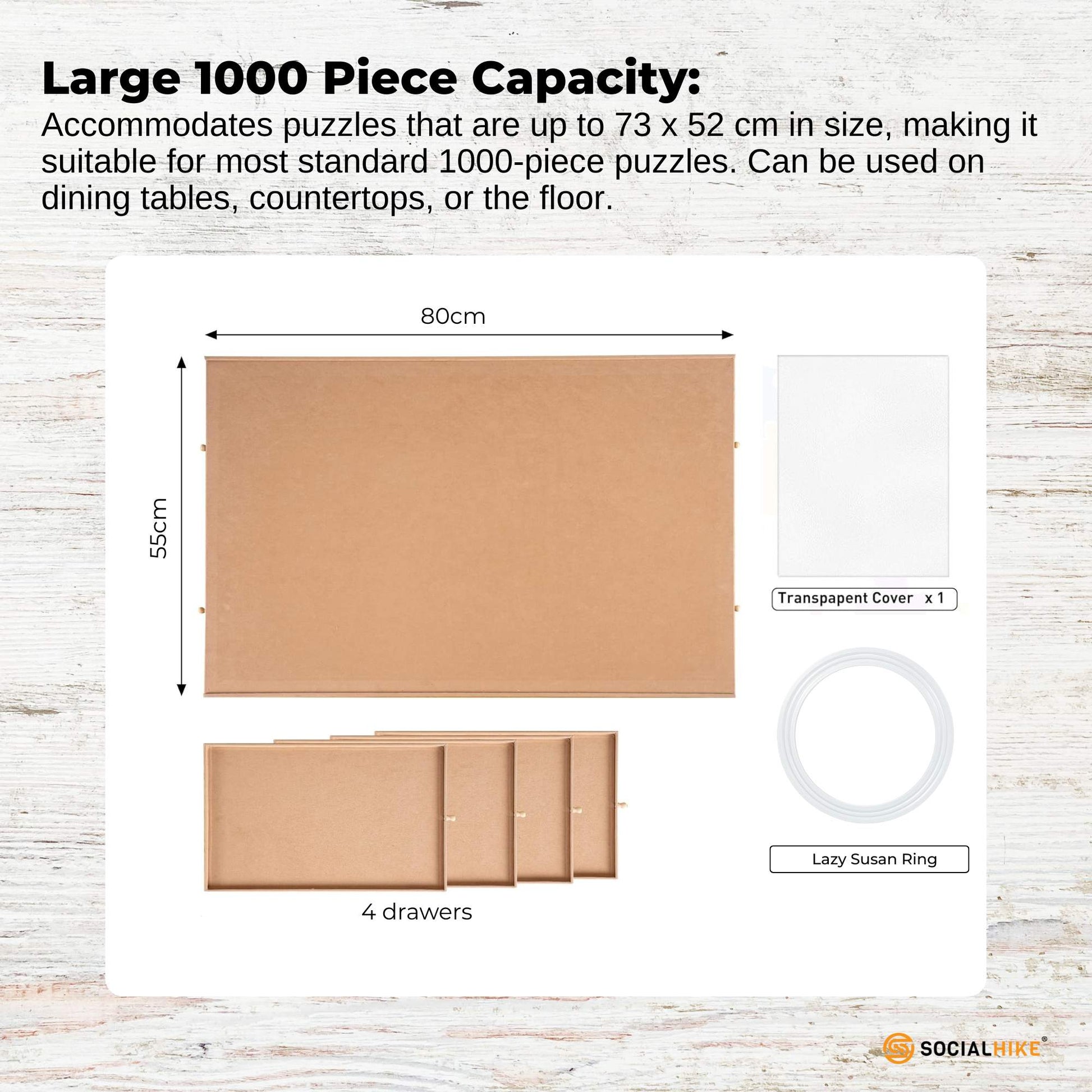 Social Hike Puzzle Board 1000 pcs  - Rotating Tabletop with 4 Drawers and Cover - Image 4