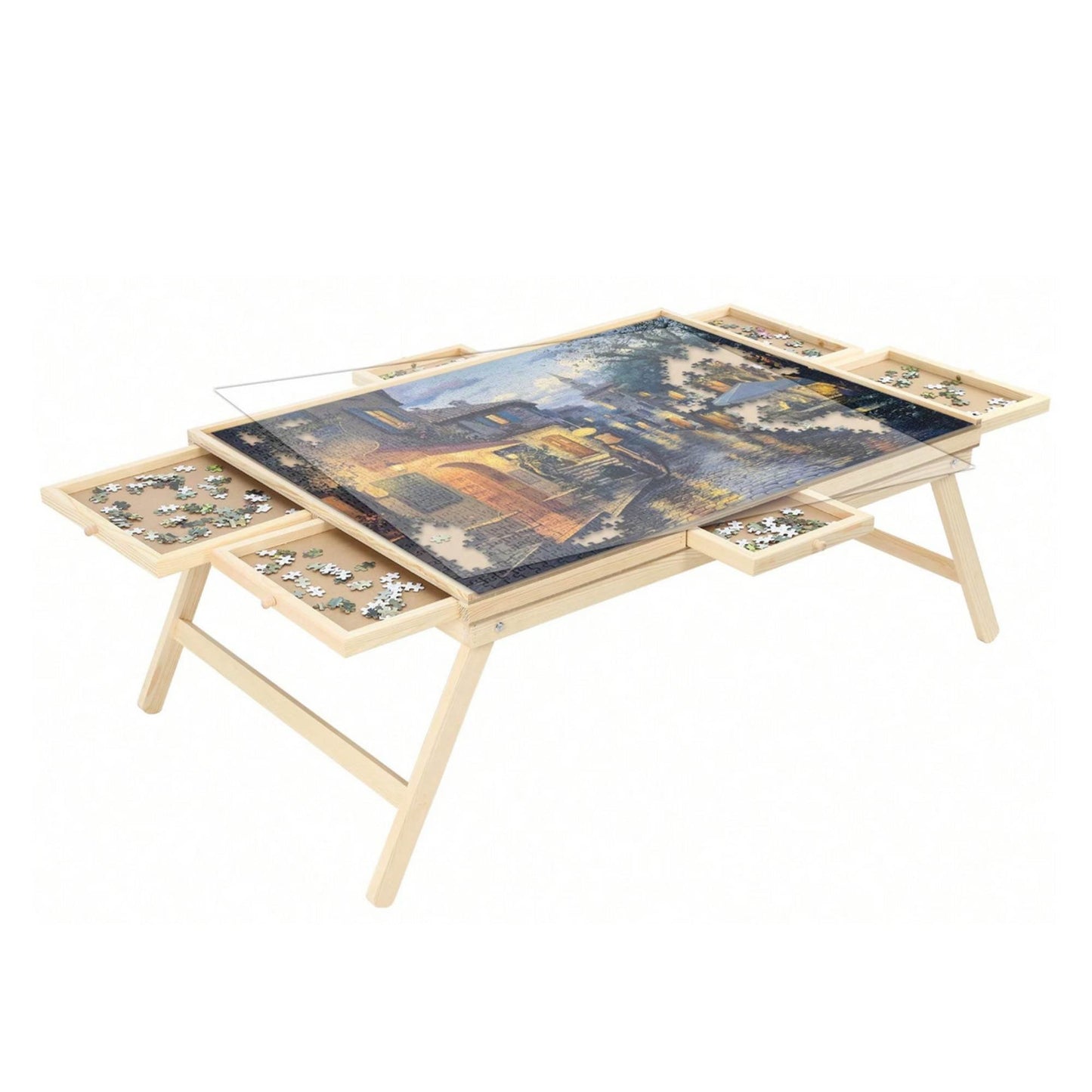 Social Hike Puzzle Board Table 1500 pcs - Folding Legs 6 Drawer with Cover