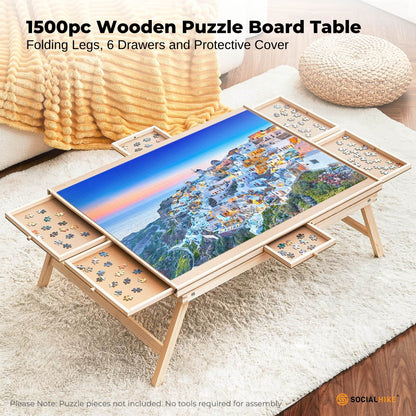 Social Hike Puzzle Board Table 1500 pcs - Folding Legs 6 Drawer with Cover - Image 3