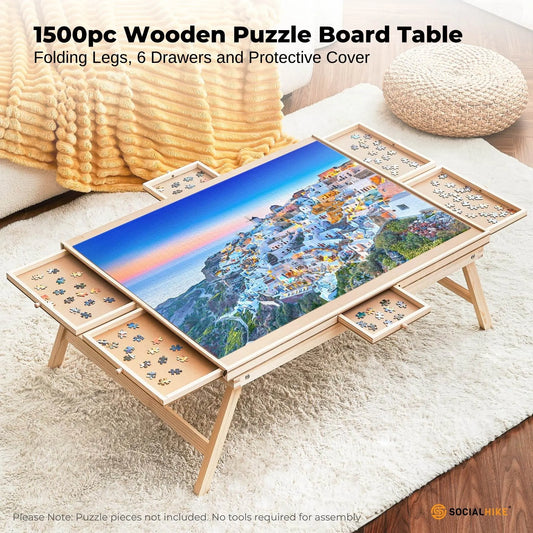 Social Hike Puzzle Board Table 1500 pcs - Folding Legs 6 Drawer with Cover - Image 3