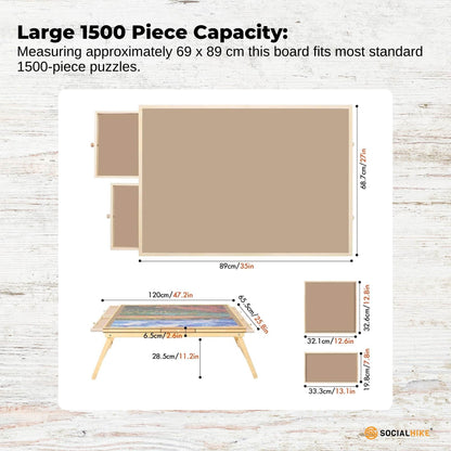 Social Hike Puzzle Board Table 1500 pcs - Folding Legs 6 Drawer with Cover - Image 4