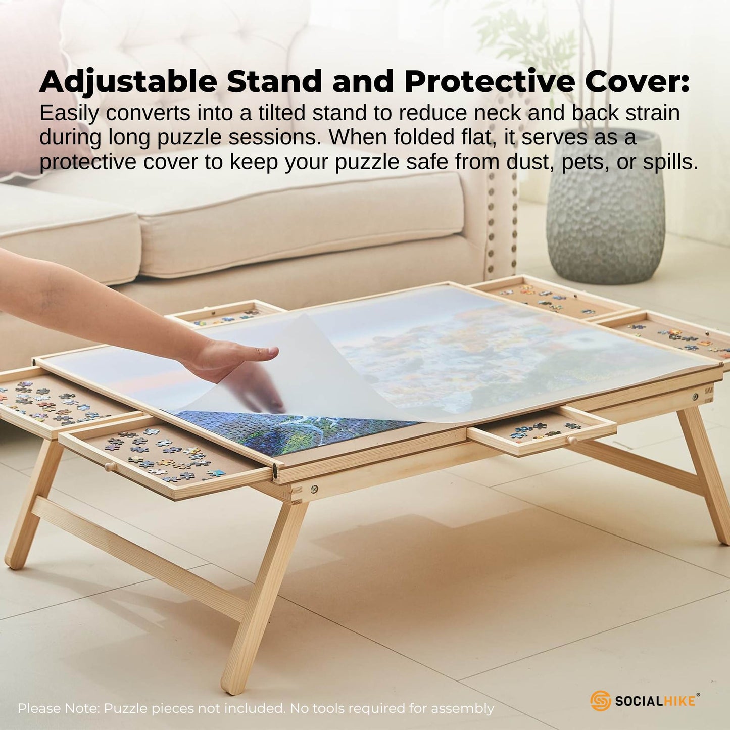 Social Hike Puzzle Board Table 1500 pcs - Folding Legs 6 Drawer with Cover - Image 7