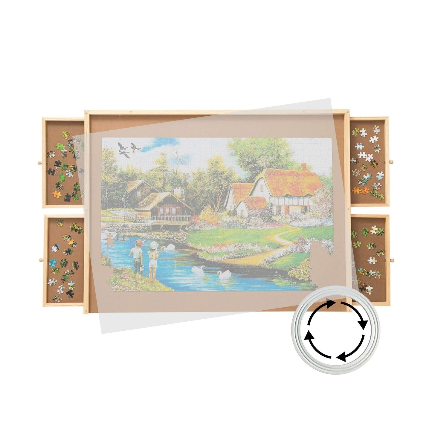 Social Hike Puzzle Board 1500 pcs  - Rotating Tabletop with 4 Drawers and Cover