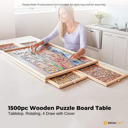 Social Hike Puzzle Board 1500 pcs  - Rotating Tabletop with 4 Drawers and Cover - Image 3