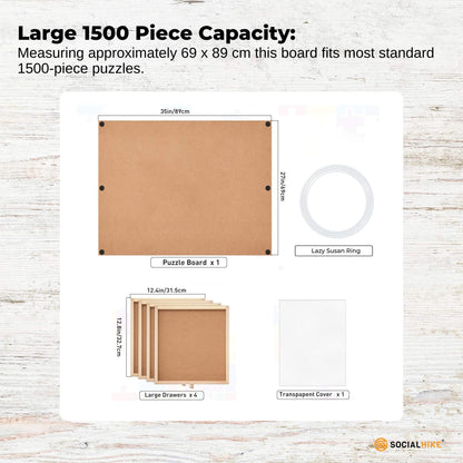 Social Hike Puzzle Board 1500 pcs  - Rotating Tabletop with 4 Drawers and Cover - Image 4