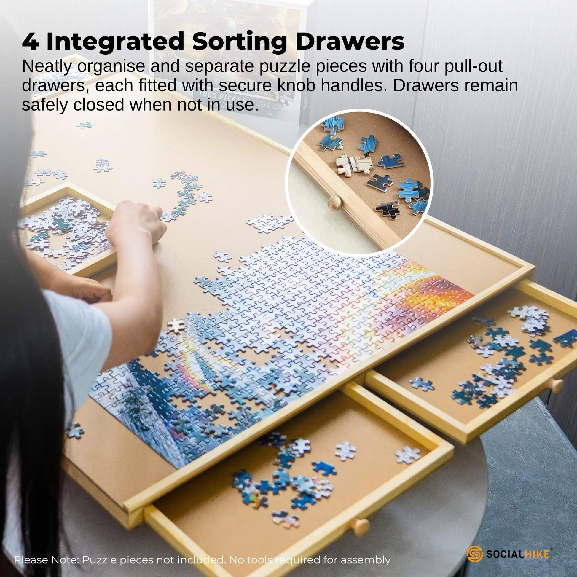 Social Hike Puzzle Board 1500 pcs  - Rotating Tabletop with 4 Drawers and Cover - Image 6