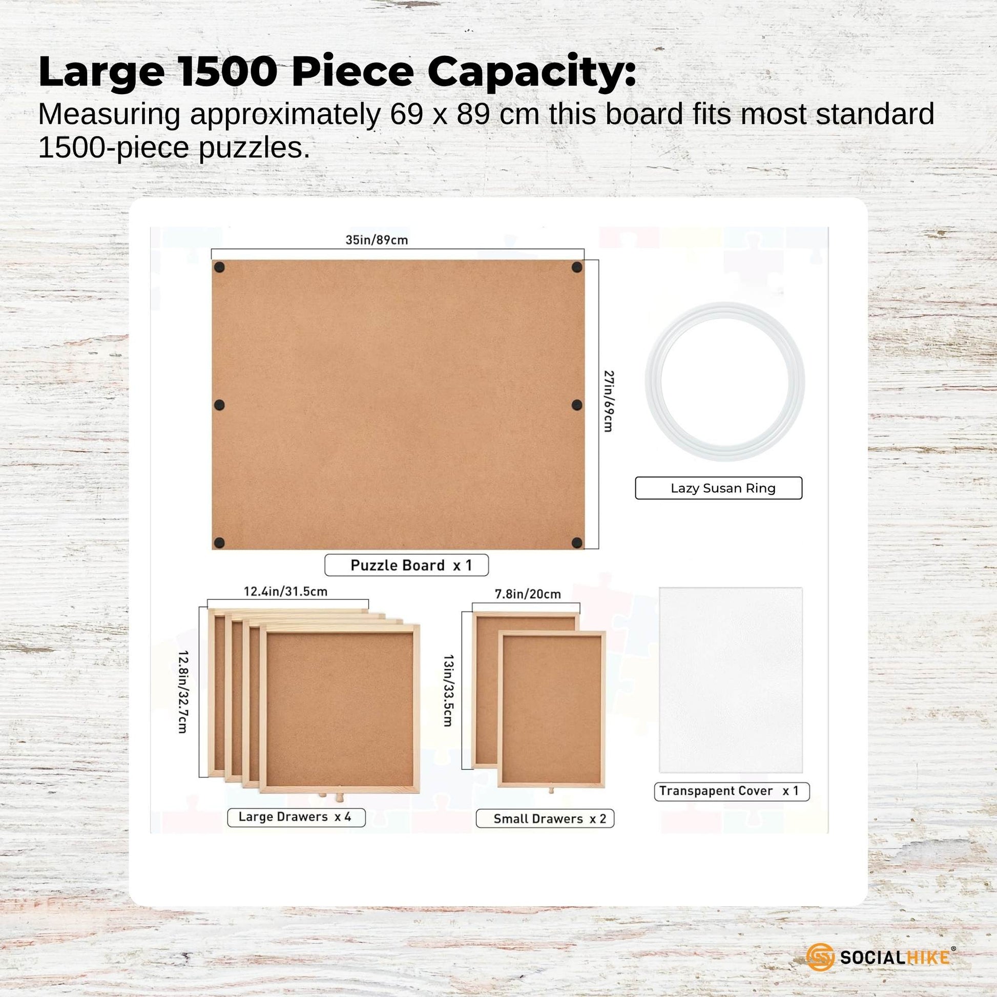 Social Hike Puzzle Board 1500 pcs - Rotating Tabletop with 6 Drawers and Cover - Image 4