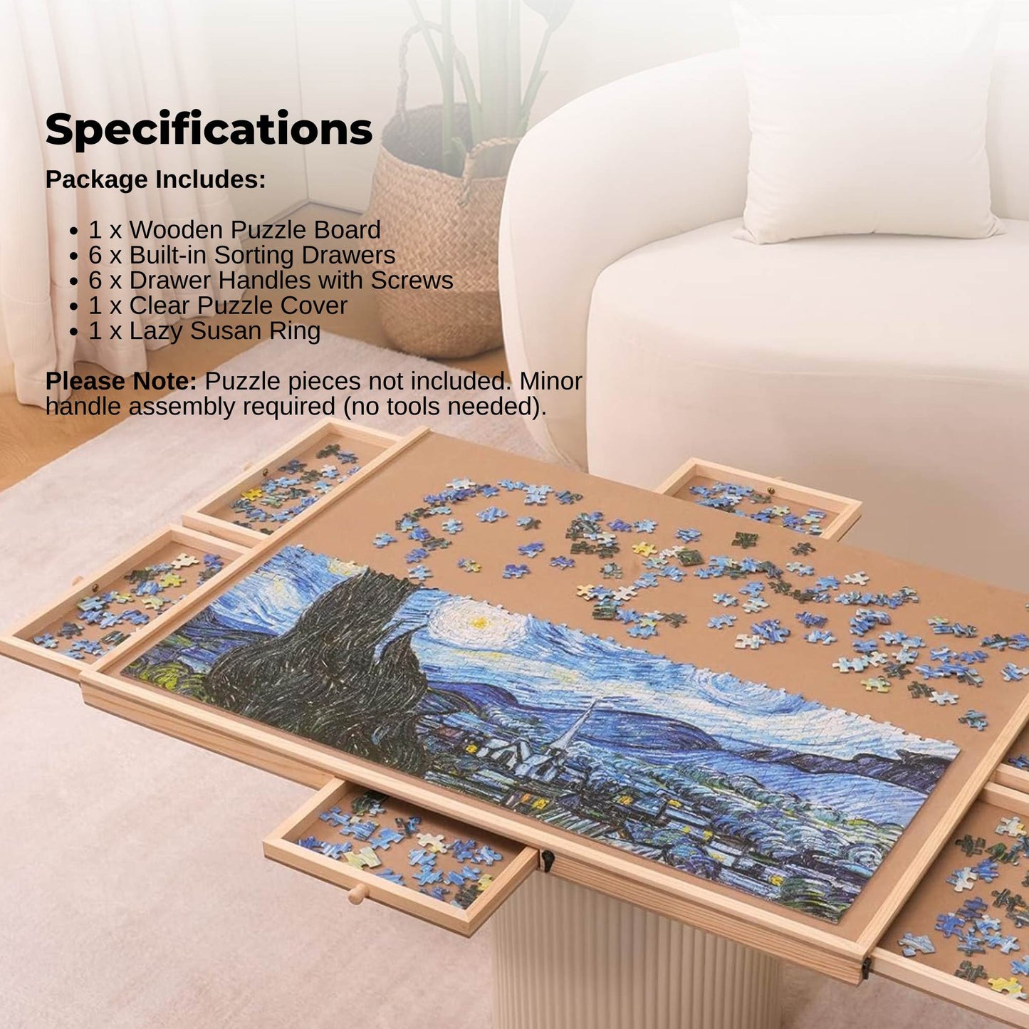 Social Hike Puzzle Board 1500 pcs - Rotating Tabletop with 6 Drawers and Cover - Image 9