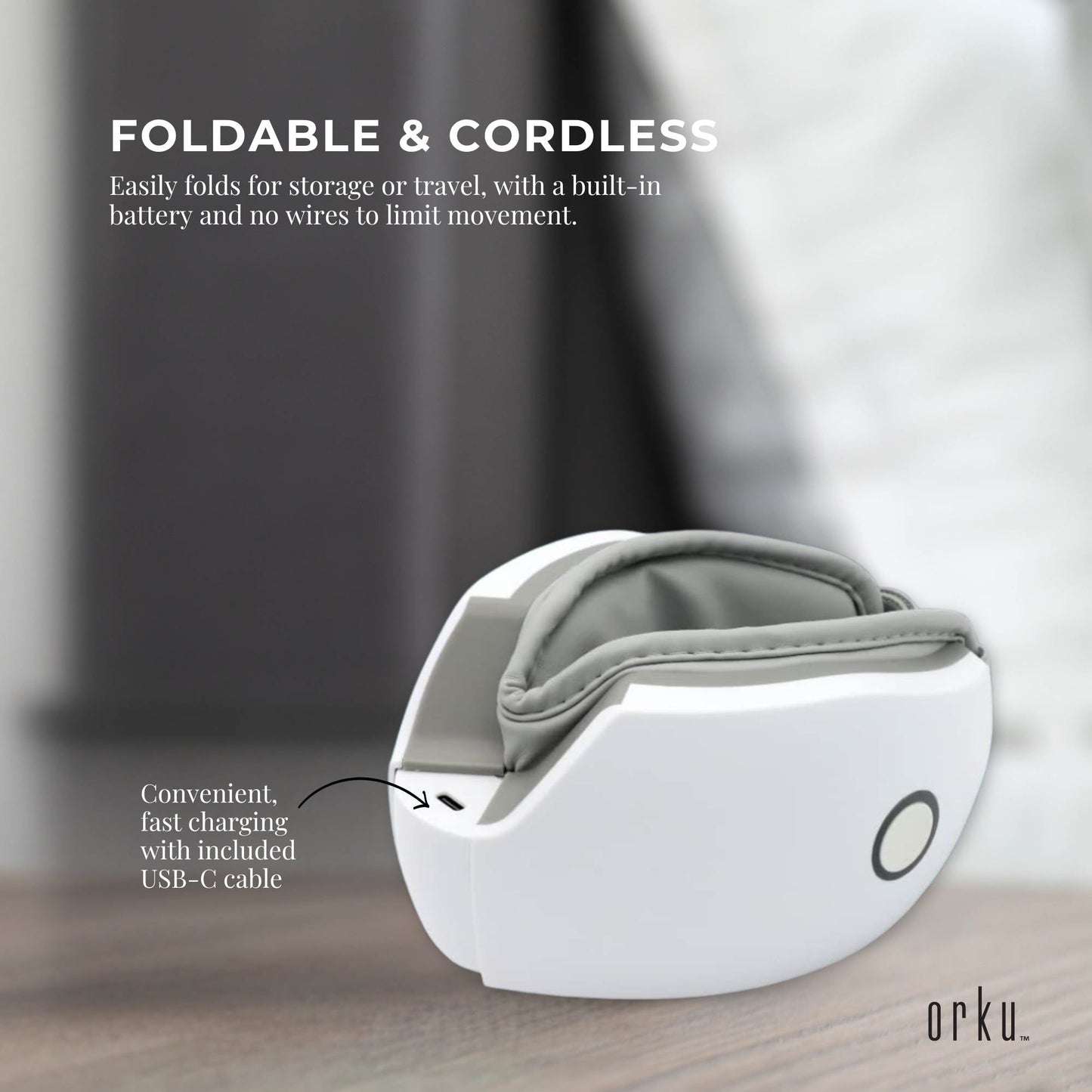 Orku Rechargeable Eye Massager – Vibration Heat Pressure Therapy with Bluetooth - Image 5