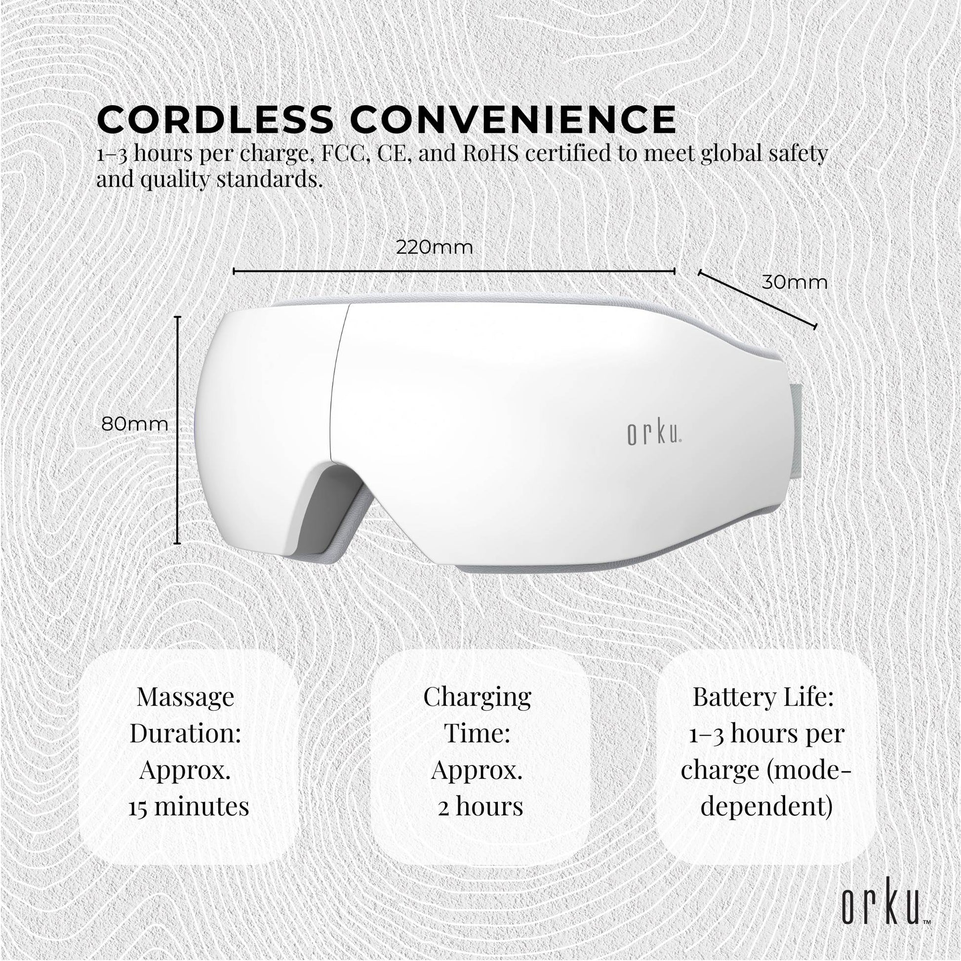 Orku Rechargeable Eye Massager – Vibration Heat Pressure Therapy with Bluetooth - Image 6