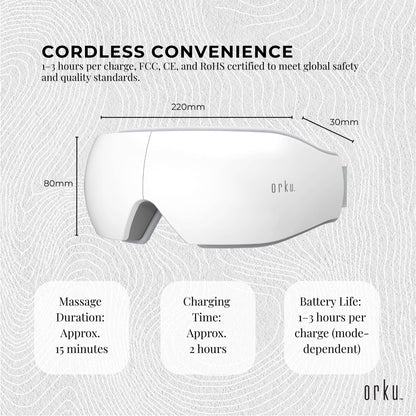 Orku Rechargeable Eye Massager – Vibration Heat Pressure Therapy with Bluetooth - Image 6