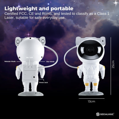 Social Hike Galaxy Star Projector - Colour LED Astronaut Night Light and Remote - Image 3