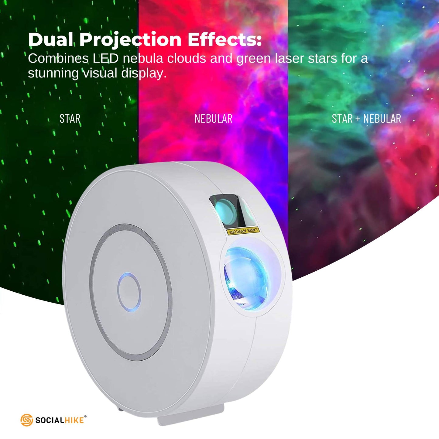 Social Hike Smart Galaxy Star Projector – WiFi LED Light App Voice Control White - Image 4