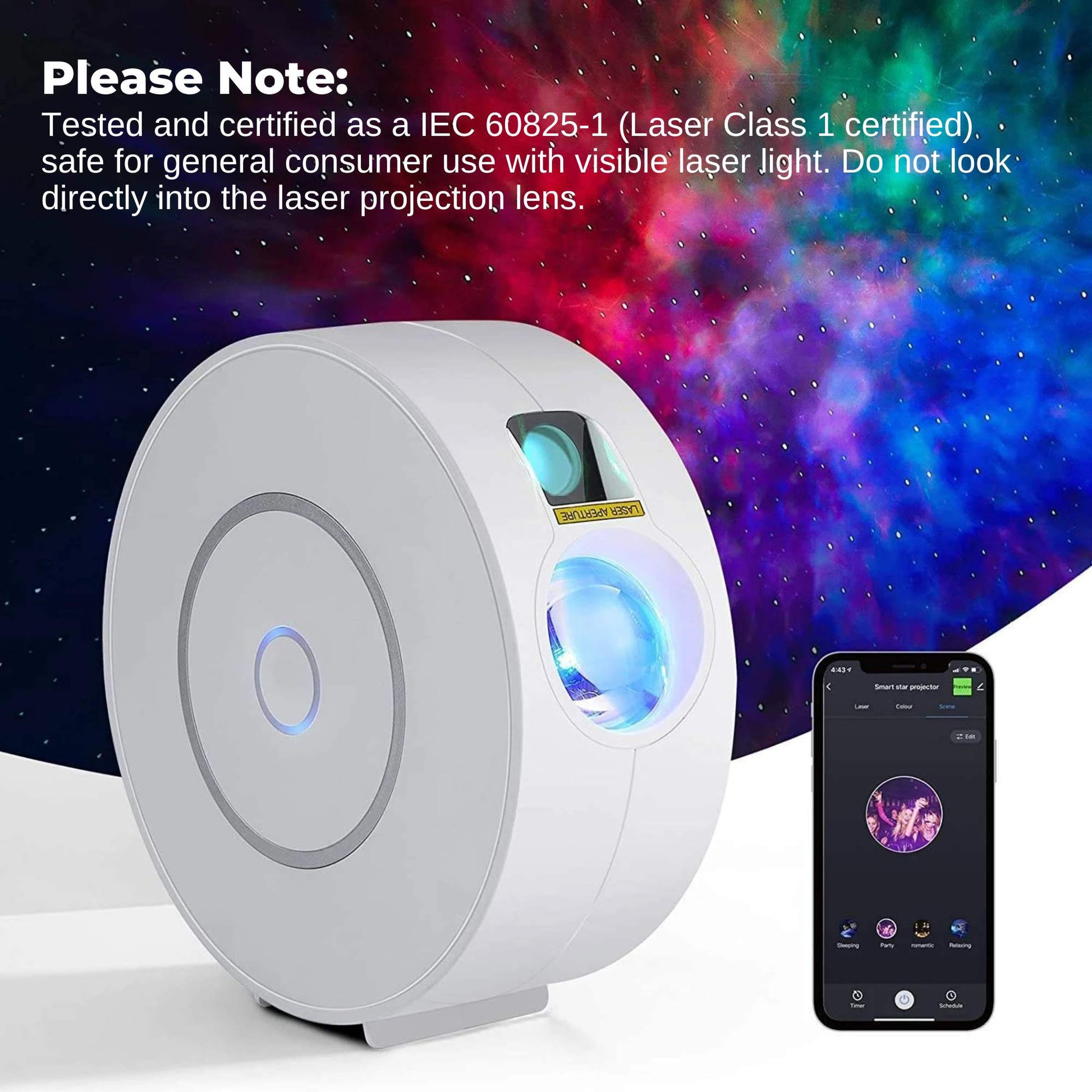 Social Hike Smart Galaxy Star Projector – WiFi LED Light App Voice Control White - Image 8