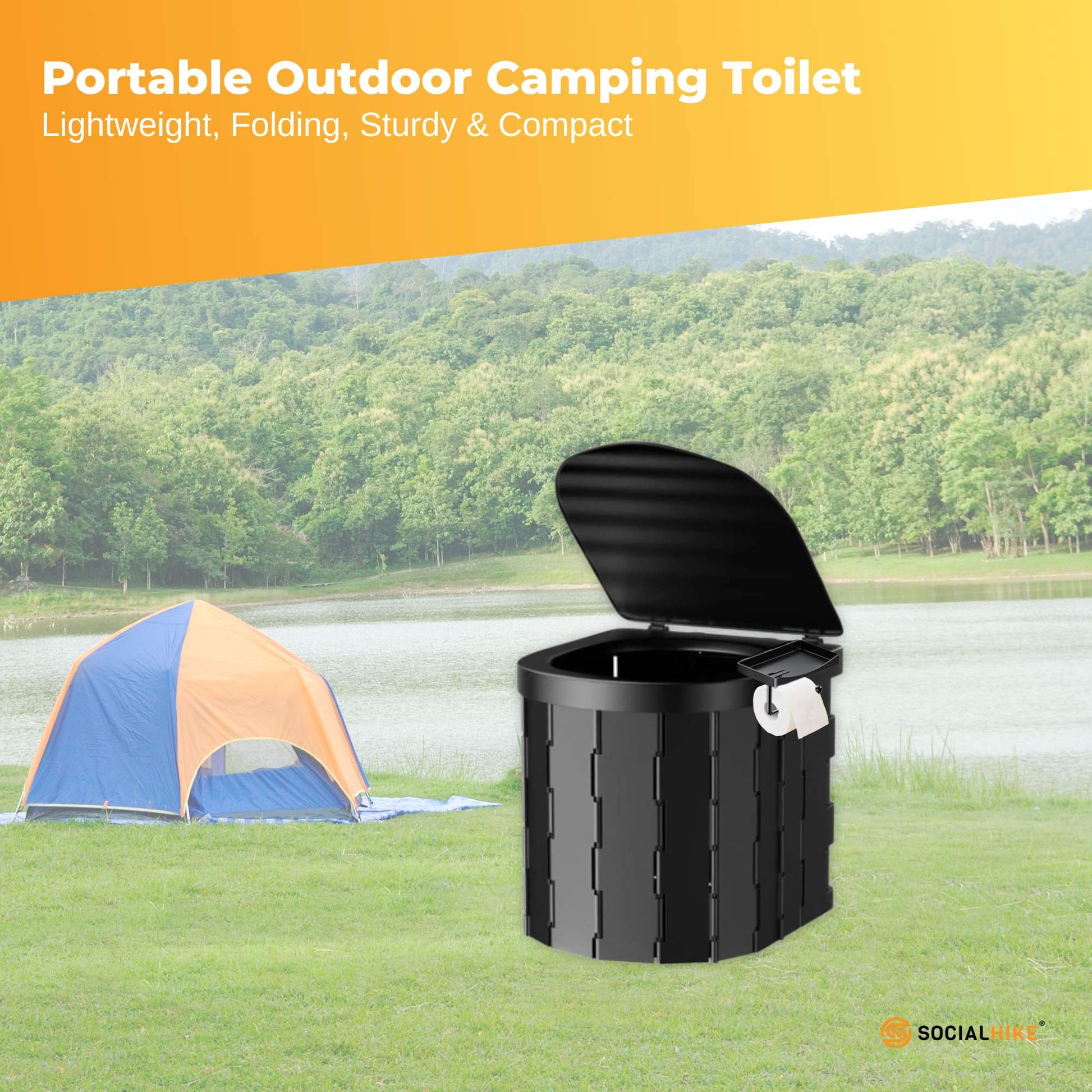 Social Hike Portable Folding Camping Toilet - Outdoor Lightweight Compact Potty - Image 2